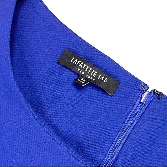 Lafayette 148 New York cobalt blue dress stretch short sleeves plus 22 - Picture 7 of 16